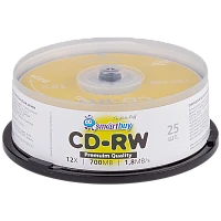 Диск CD-RW Smartbuy 700MB 4-12x 25шт. cake box (25/250)