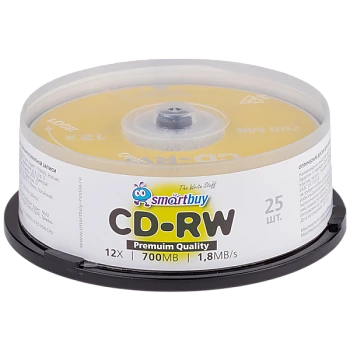 Диск CD-RW Smartbuy 700MB 4-12x 25шт. cake box (25/250)