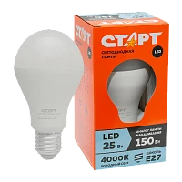 Лампа светодиодная Старт GLS E27 25W 4000К 220V груша Eco матовая (1/10/100)