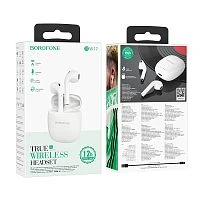 Наушники вставные Borofone BW17 bluetooth 5.0 с микр. белый (1/32/128) 