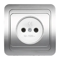 Розетка Smartbuy 1-местная без заземления 10А серебро "Марс"