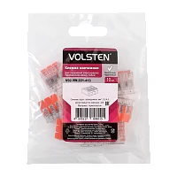 Строительно-монтажная клемма Volsten V02-9W-221-41 3 пр. до 4 мм, 32А, 450 В, 10 шт., оранжевый