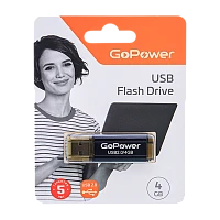 Флеш-накопитель GoPower HIT 4GB USB2.0 металл черный