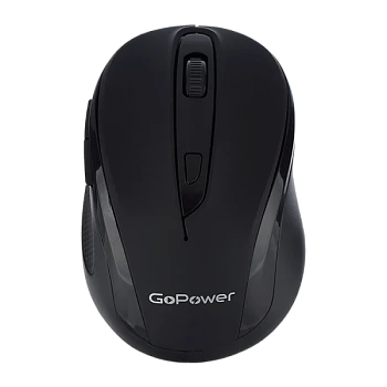 Мышь беспроводная GoPower GPM03 классическая USB бесшумная Soft-Touch черный (1/100)