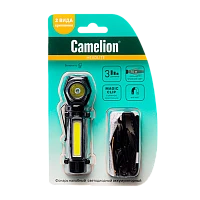Фонарь налобный Camelion LED53409 3W XPE+COB от аккумулятора Type-C 3 режима черный (1/12/96)