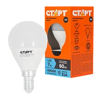 Лампа светодиодная Старт Sphere E14 7W 4000К 220V шар Eco матовая (1/10/100)
