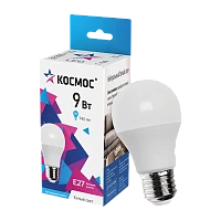 Лампа светодиодная Космос A55 E27 9W 4500К 200-240V груша матовая (1/10/80)