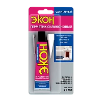 Герметик Экон 75мл силиконовый санитарный BL1 белый голубой (1/24)