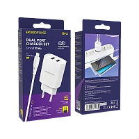 Сетевое З/У Borofone BN2 2USB 2.1A с кабелем Lightning белый (1/35/140)