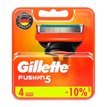 Сменные кассеты Gillette "FUSION" 5 лезвий 4шт. (цена за 1 шт) в картонной упаковке (4/40)