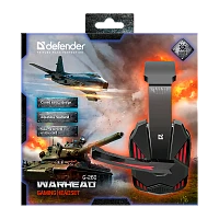 Наушники полноразмерные Defender G-260 Warhead с микр. игровые черный красный (1/20)