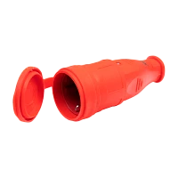 Розетка переносная Volsten S1-MZ 1гн. 16A С/З со шторкой каучук красный (1/15/200)