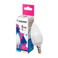 Лампа светодиодная Космос CN E14 8.5W 3000К 220V свеча матовая (1/10/80)