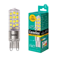 Лампа светодиодная Camelion G9 6W 3000К 170-265V капсула прозрачная (1/5/500)