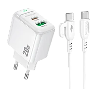 Сетевое З/У Borofone BAS44A Type-C 3.0A 20W QC3.0 с кабелем Type-C белый