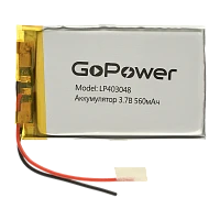 Аккумулятор Li-Pol GoPower LP403048 PK1 3.7V 560mAh с/з (1/10)