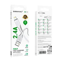Кабель Borofone BX119 USB (m)-Lightning (m) 1м 2.4A ПВХ белый (1/360)