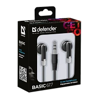 Наушники внутриканальные Defender 617 Basic черный (1/200)