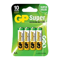 Батарейка GP Super LR6 AA BL3+1 Alkaline 1.5V (4/40/320) R