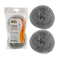 Губка для посуды Рыжий кот "Сетка" металлическая 2шт. (1/50)