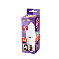 Лампа светодиодная JAZZway C37 E27 7W 3000К 230V свеча матовая (1/10/100)