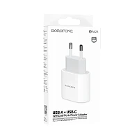 Сетевое З/У Borofone BA62A 1USB/Type-C 2.4A белый