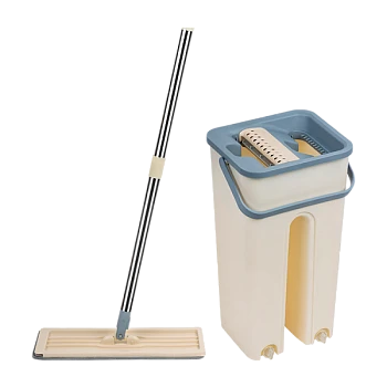 Швабра для пола Рыжий кот 120см с ведром и насадкой бежевый (1/12)