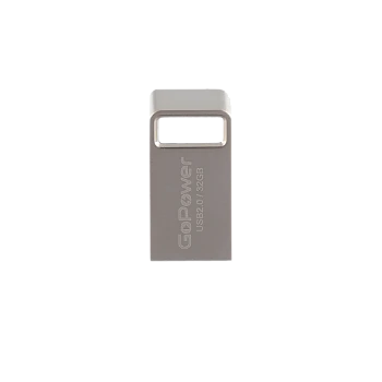 Флеш-накопитель GoPower MINI 32GB USB2.0 металл серебряный (1/50/1000)