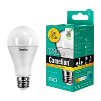 Лампа светодиодная Camelion A60 E27 15W 3000К 170-265V груша матовая (1/10/100)