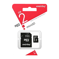 Карта памяти microSD Smartbuy 2GB Class4 10 МБ/сек с адаптером