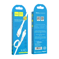 Кабель HOCO X40 USB (m)-Lightning (m) 1м 2.4A TPE белый (1/33/330)