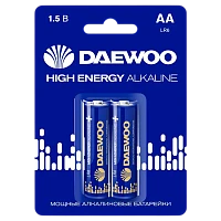 Батарейка Daewoo HIGH ENERGY LR6 AA BL2 Щелочная 1.5V (2/20/480)