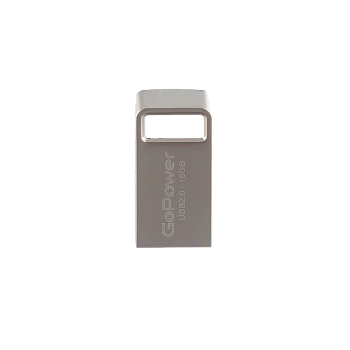 Флеш-накопитель GoPower MINI 16GB USB2.0 металл серебряный (1/50/1000)