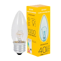 Лампа накаливания Старт E27 40W 230V свеча ДС прозрачная (1/10/100)