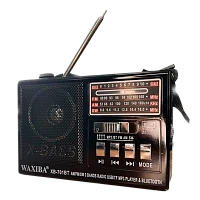 Радиоприемник Waxiba XB-701ВТ пластик microSD USB/Jack3.5 черный (1/40)