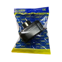 Разветвитель Toker 2Т 2р.С/З в индивидуальной упаковке с подвесом черный (1/50)