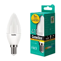 Лампа светодиодная Camelion C35 E14 5W 3000К 170-265V свеча матовая (1/10/100)
