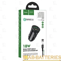 Автомобильное З/У HOCO Z39 2USB 2.4A QC3.0 с кабелем microUSB черный (1/14/140)