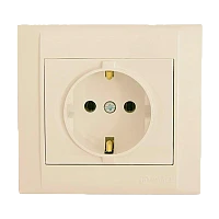 Розетка Makel Defne 1гн. 16A С/З со шторкой керамика кремовый 42010009 (1/12)
