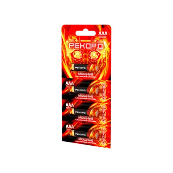 Батарейка Рекорд LR03 AAA BL4 Alkaline 1.5V отрывные (4/48/480)