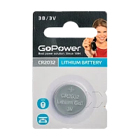 Батарейка GoPower CR2032 BL1 Литиевая 3V (1/50/2000)