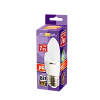 Лампа светодиодная JAZZway C37 E27 7W 3000К 230V свеча матовая (1/10/100)