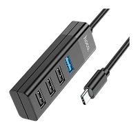 USB-Хаб HOCO HB25 4USB Type-C (m) USB3.0 0.3м черный (1/18/180)