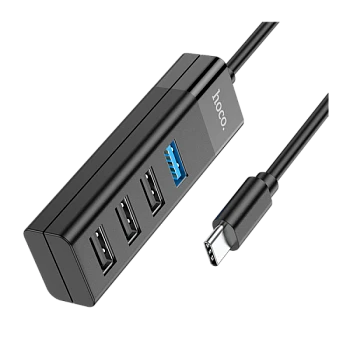 USB-Хаб HOCO HB25 4USB Type-C (m) USB3.0 0.3м черный (1/18/180)