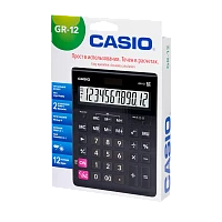 Калькулятор полноразмерный Casio GR-12 12-разрядный для бухгалтеров черный (1/10/40)
