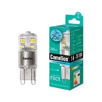 Лампа светодиодная Camelion G9 3W 4500К 170-265V капсула прозрачная (1/10/500)
