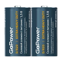 Батарейка GoPower R20 D Shrink 2 Heavy Duty 1.5V (2/12/288)