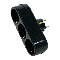 Разветвитель Toker 3L 3р.С/З в индивидуальной упаковке черный (1/40)