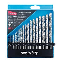 Набор 19 сверл по металлу, D от 1 до 10 мм с шагом 0.5 мм, до HRC62, кейс Smartbuy tools/30