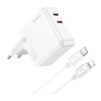 Сетевое З/У HOCO C110A 2Type-C 18W с кабелем Type-C-Type-C 60W белый (1/20/120)